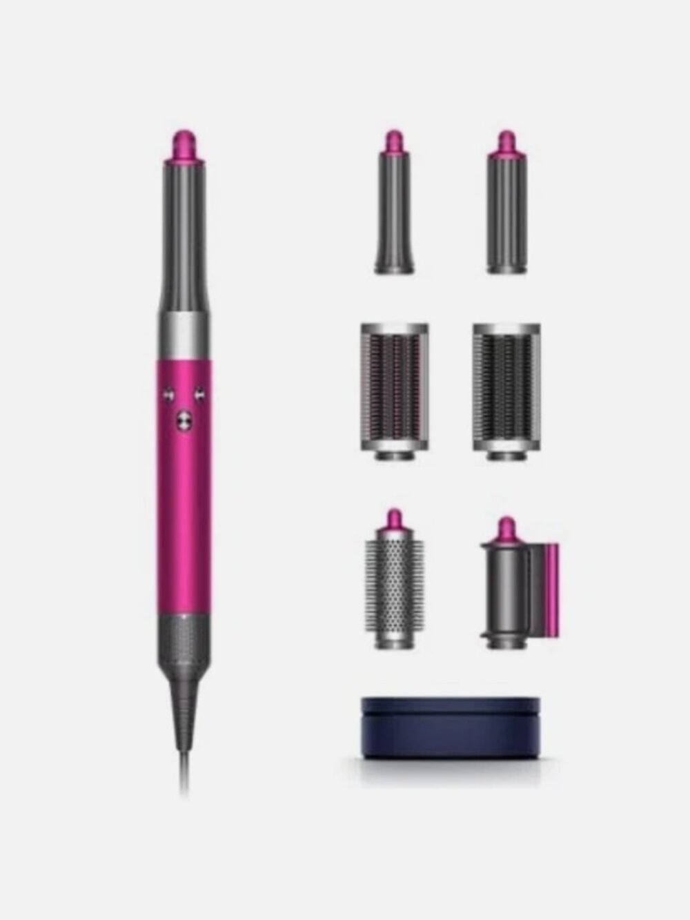 Dyson Airwrap Complete Hair Styler Nickel Fuchsia HS01 w/Attachments + Case